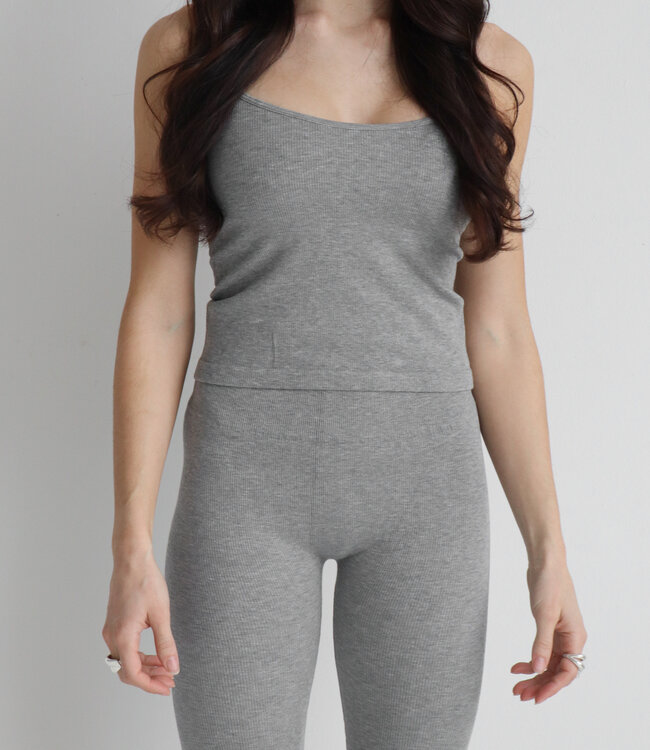 X C'est Moi Bamboo Rib Crop Cami Heather Silver