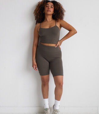 X C'est Moi Bamboo Rib Bike Short Khaki