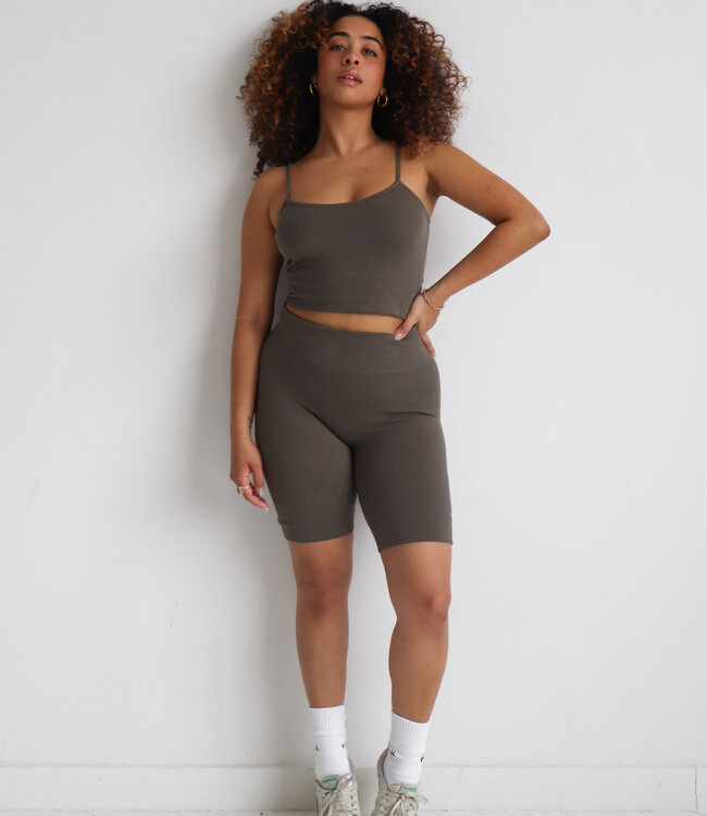 X C'est Moi Bamboo Rib Bike Short Khaki