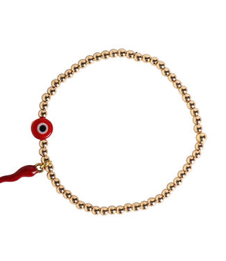 Beaded Bracelet Red Eye and Pepper Charm