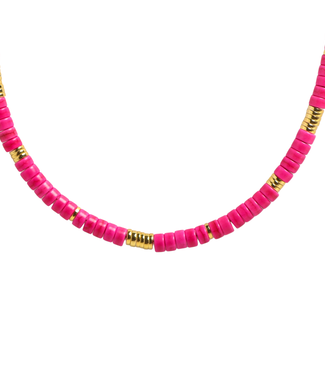 Tulum Fuchsia Howlite Magnetic Beaded Necklace