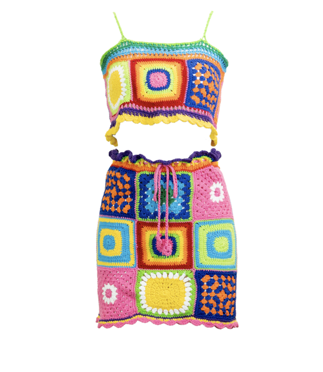 Ensemble 2 pièces en crochet arc-en-ciel