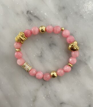 Bracelet de pierres précieuses Jade rose