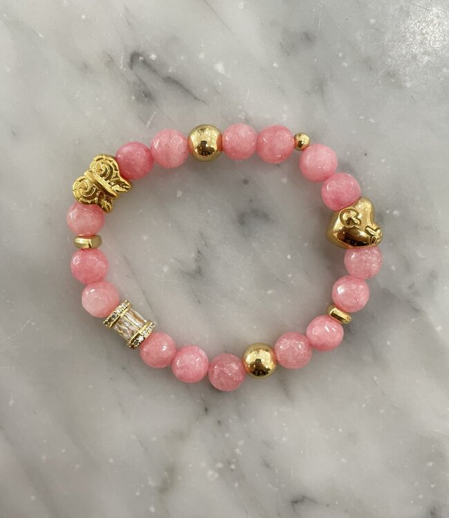 Bracelet de pierres précieuses Jade rose