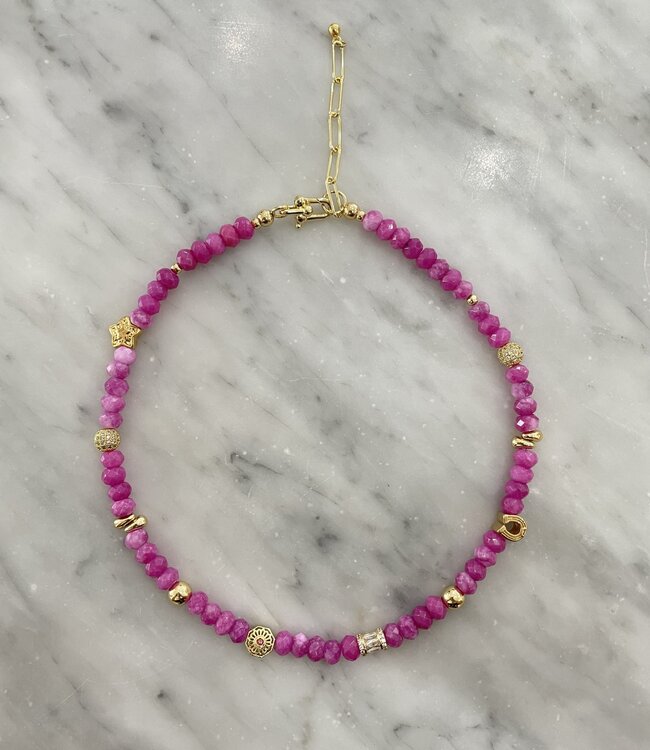 Gemstone Raspberry Jade Necklace