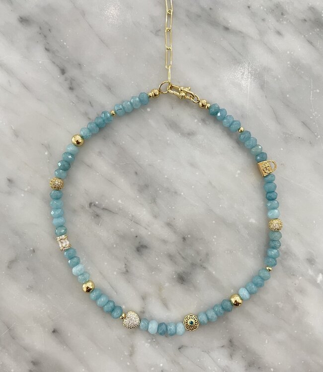 Collier de pierres précieuses Aqua Jade