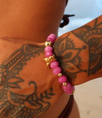 Bracelet de pierres précieuses Jade framboise