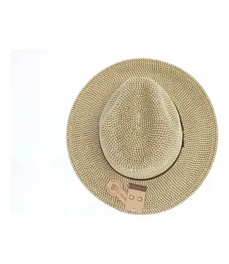 Two Tone Panama Hat with Suede Band Trim