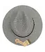 Two Tone Panama Hat with Suede Band Trim