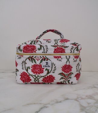 Le Brow Bar Quilted Vanity Makeup Case Pomegranate Lotus