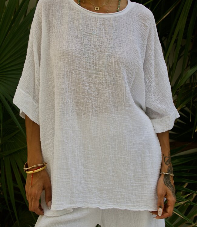 Made in Italy Top t-shirt en gaze de coton Deia