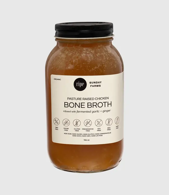 Ripe Lifestyle Liquid Gold Chicken Bone Broth with Fermented Garlic & Ginger