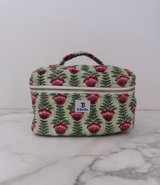 Le Brow Bar Quilted Vanity Makeup Case Green Orchid