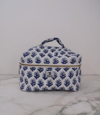 Le Brow Bar Quilted Vanity Makeup Case Blue Floral