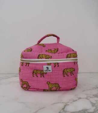 Le Brow Bar Quilted Vanity Makeup Case Pink Tigers
