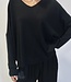 Margaret Oversized V-Neck Sweater - Black