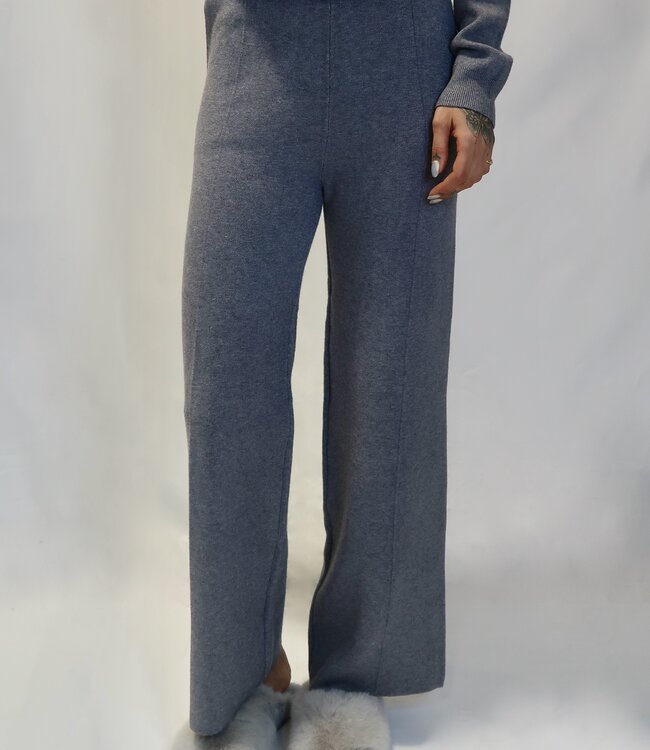 Shana Knit Wide Leg Trouser - Grey