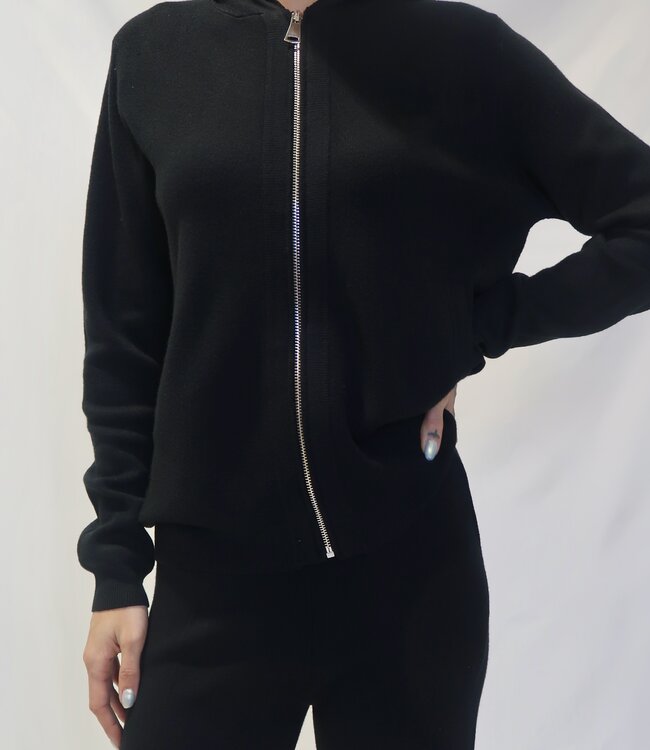Kasey Knit Zip Hoodie - Black