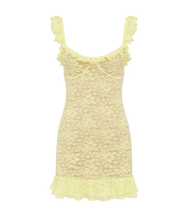 Runaway The Label Ava Mini Dress - Lemon