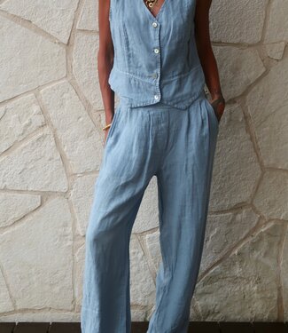 Made in Italy Linen Trouser Pant - Blue