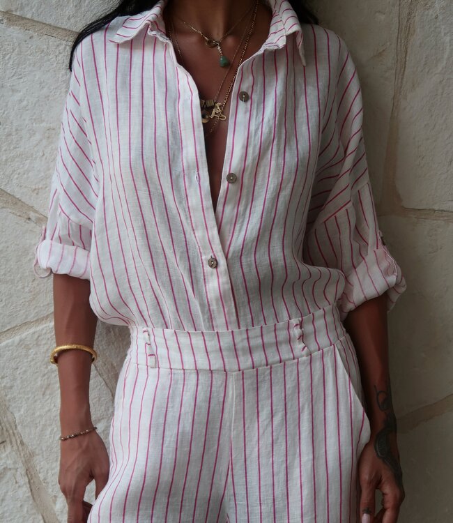Made in Italy Striped Shirt Fuchsia 2025