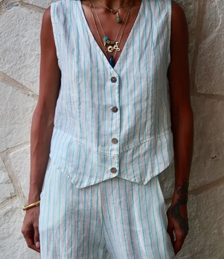 Made in Italy Striped Vest Blue 2025