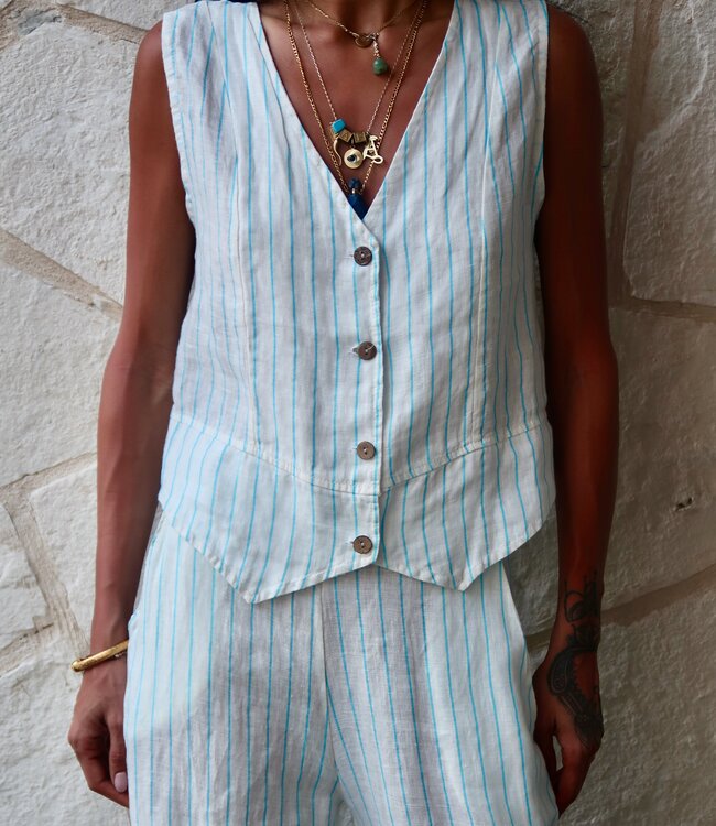 Made in Italy Striped Vest Blue 2025