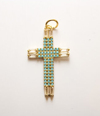 Le Brow Bar Large Blue Turquoise Cz Cross