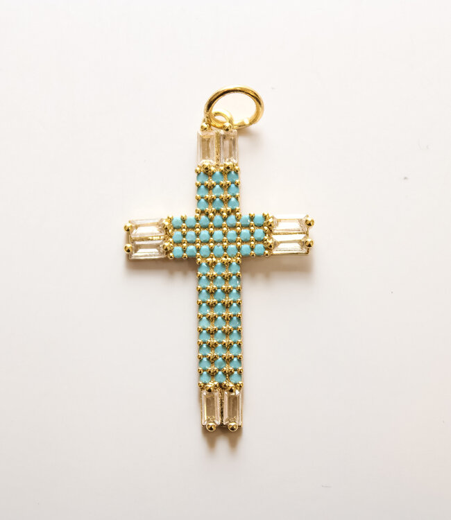 Le Brow Bar Large Blue Turquoise Cz Cross
