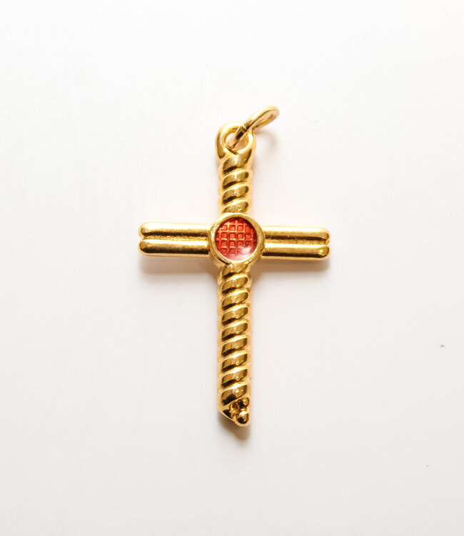 Le Brow Bar Large Red Twist Cross Charm