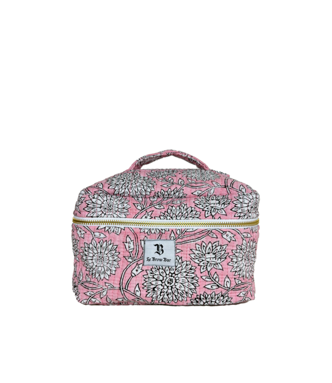 Le Brow Bar Quilted Vanity Makeup Case Baby Pink Bandana