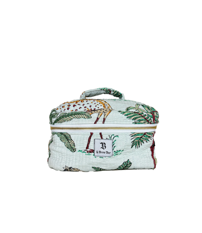 Le Brow Bar Quilted Vanity Case Small Mint Jungle