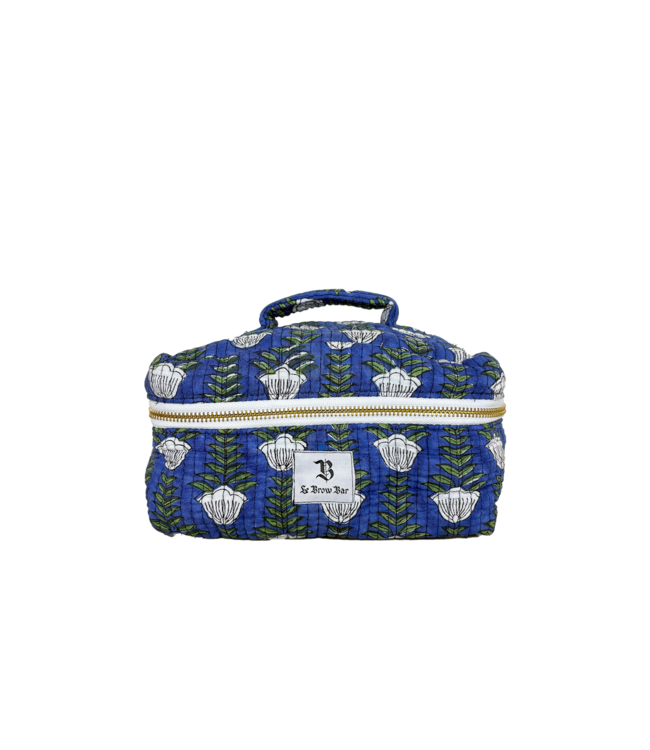 Le Brow Bar Quilted Vanity Case Small Cobalt Floral