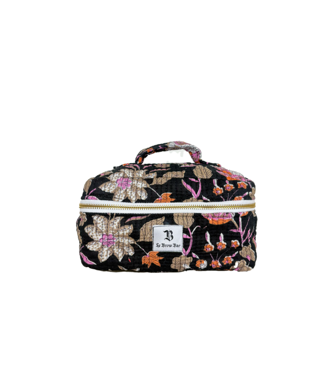 Le Brow Bar Quilted Vanity Case Small Black Floral
