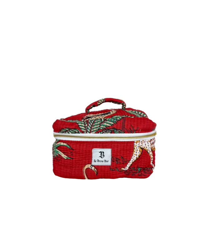 Le Brow Bar Quilted Vanity Case Red Jungle