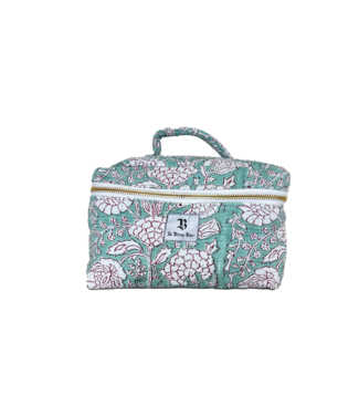 Le Brow Bar Quilted Vanity Makeup Case Seafoam Floral
