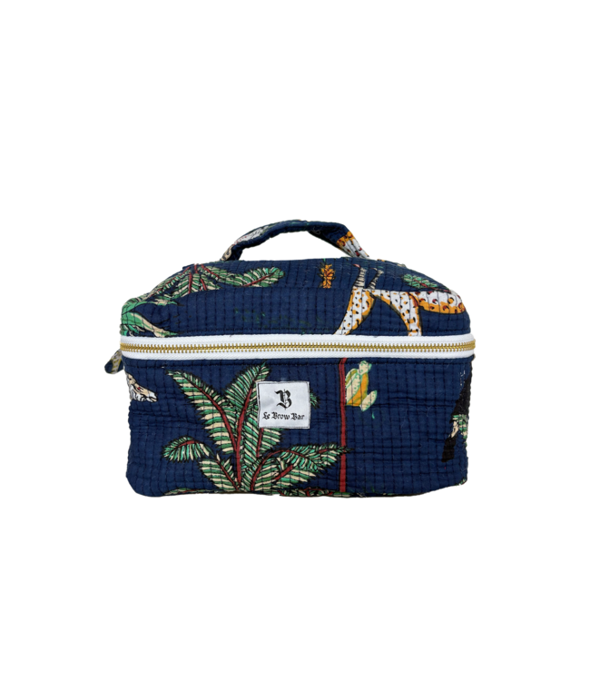 Le Brow Bar Quilted Vanity Case Navy Jungle
