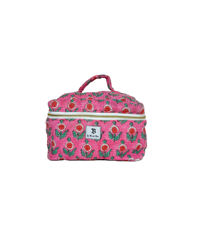 Le Brow Bar Quilted Vanity Case Pink Poppy