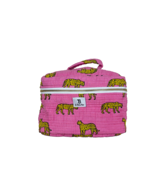 Le Brow Bar Quilted Vanity Makeup Case Pink Tigers
