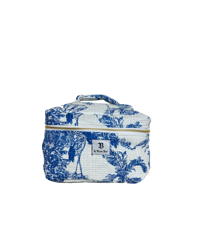Le Brow Bar Quilted Vanity Case Blue Toile