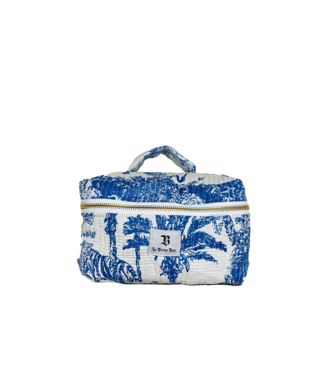 Le Brow Bar Quilted Vanity Case Small Blue Toile