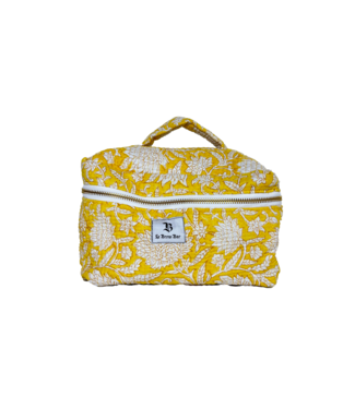 Le Brow Bar Trousse de maquillage matelassée jaune florale