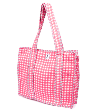 Le Brow Bar Quilted Tote Bag Pink Gingham