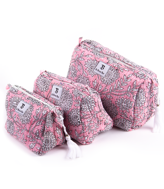 Le Brow Bar Quilted Makeup Bag - Pink Bandana
