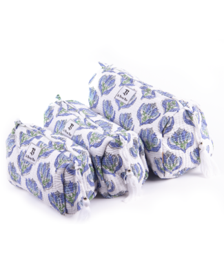 Le Brow Bar Quilted Makeup Bag - Blue Icat