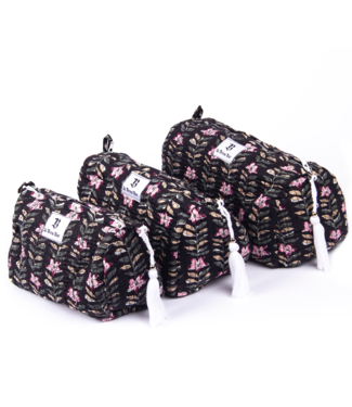 Le Brow Bar Copy of  Quilted Makeup Bag - Black Icat