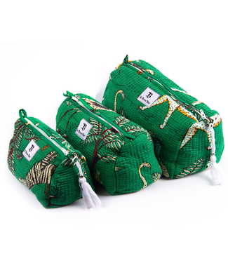 Le Brow Bar Copy of  Quilted Makeup Bag - Green Bandana