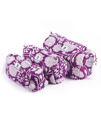 Le Brow Bar Quilted Makeup Bag - Purple Floral
