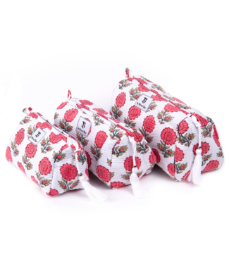 Le Brow Bar Quilted Makeup Bag -  Red Poppy