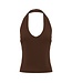 Runaway The Label Andie V-Neck Halter Top - Bitter Chocolate